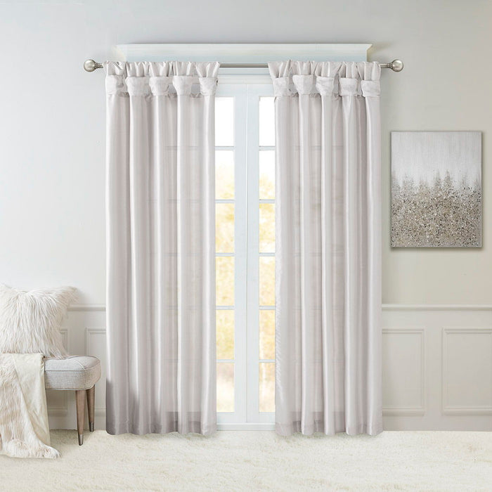 Emilia - 95" Twist Tab Lined Window Curtain - Silver - Simple Home Plus