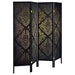 Haidera - 4-panel Damask Pattern Folding Screen - Black - Simple Home Plus