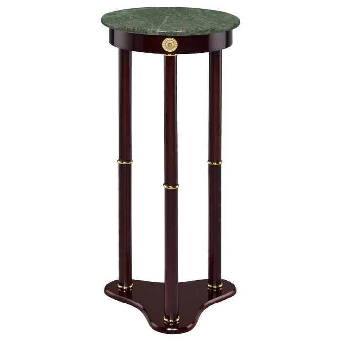Edite - Round Marble Top Accent Side Table - Merlot - Simple Home Plus