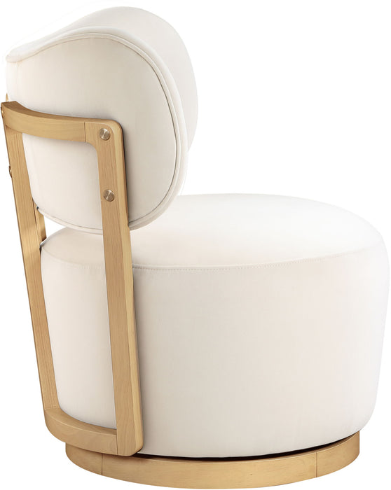 Elara - Velvet Upholstered Swivel Accent Chair - Stained Natural - Simple Home Plus