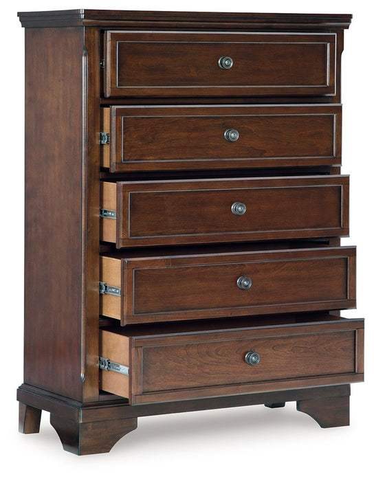 Trellington - Brown - Five Drawer Chest - Simple Home Plus
