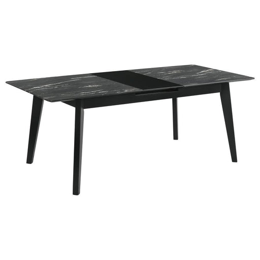 Crestmont - Extension Dining Table Faux Marble - Black - Simple Home Plus