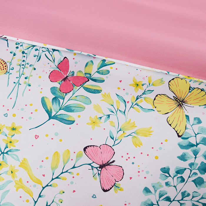 Cynthia - Printed Butterfly Comforter Set - Pink - Simple Home Plus