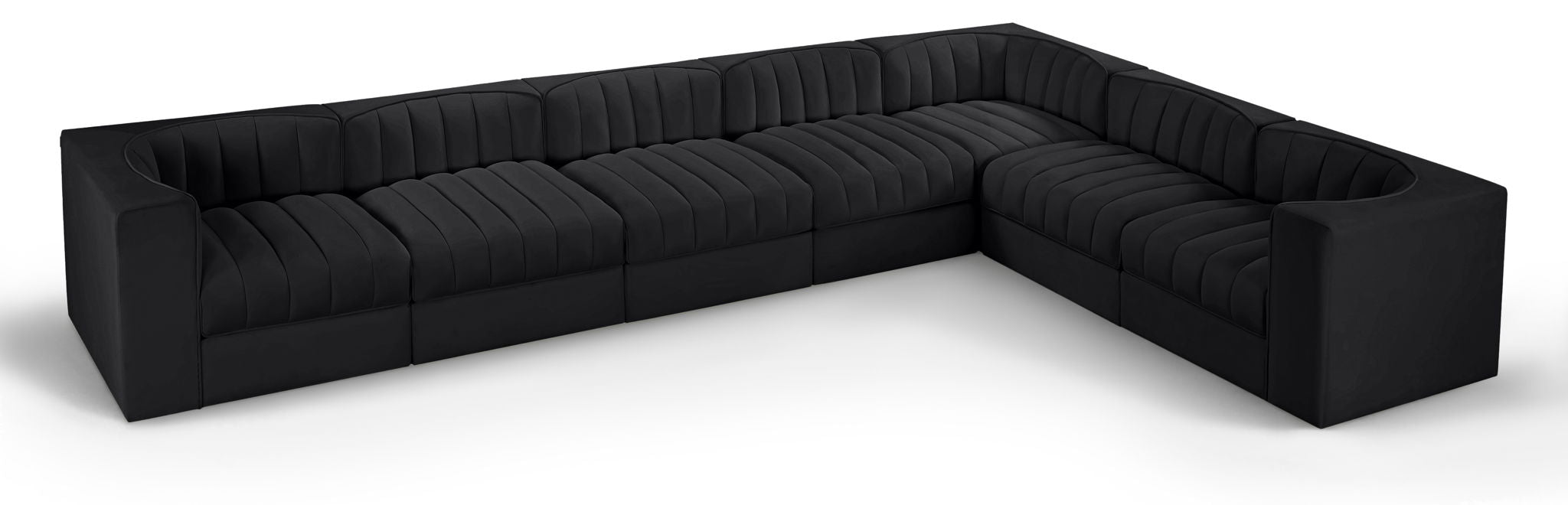 Rummi - Velvet Performance Fabric Upholstered 7 Piece Modular Sectional (With 3 Corner Chairs) - Simple Home Plus