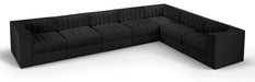 Rummi - Velvet Performance Fabric Upholstered 7 Piece Modular Sectional (With 3 Corner Chairs) - Simple Home Plus