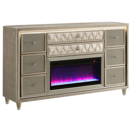 Lorient - 8-Drawer LED Bedroom Flame Box Dresser - Simple Home Plus