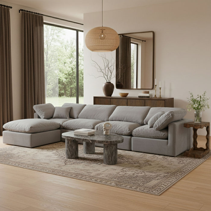 Indulge - Velvet 5 Piece Modular Sectional With Chaise - Simple Home Plus