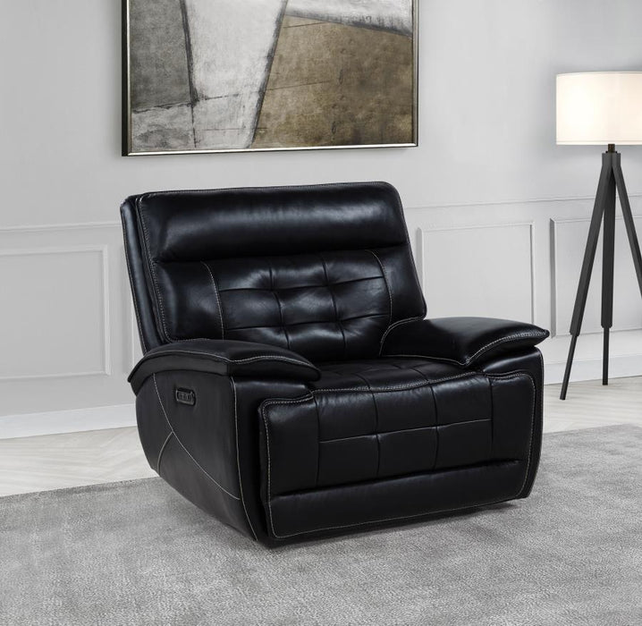 Hewitt - Leather Upholstered Dual Power Recliner Chair - Black - Simple Home Plus