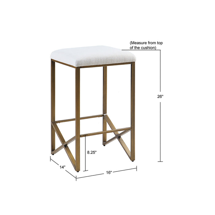 Marino - Backless Upholstered Counter Stool - Ivory - Simple Home Plus
