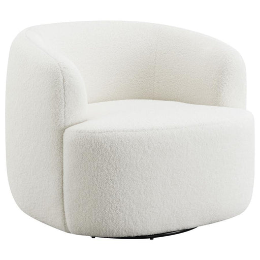 Hudson - Faux Sheepskin Upholstered Swivel Chair - Natural - Simple Home Plus