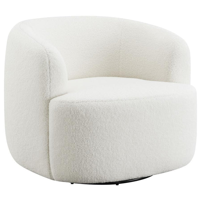 Hudson - Faux Sheepskin Upholstered Swivel Chair - Natural - Simple Home Plus