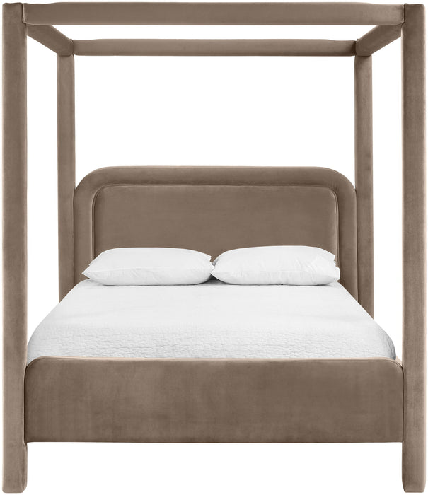 Salina - Velvet Upholstered Bed - Taupe - Simple Home Plus
