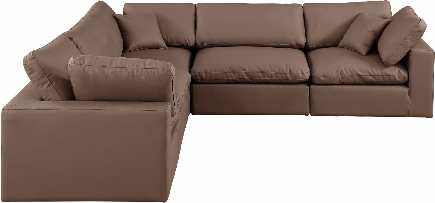 Comfy - 5 Piece Faux Leather Modular Corner Sectional - Simple Home Plus