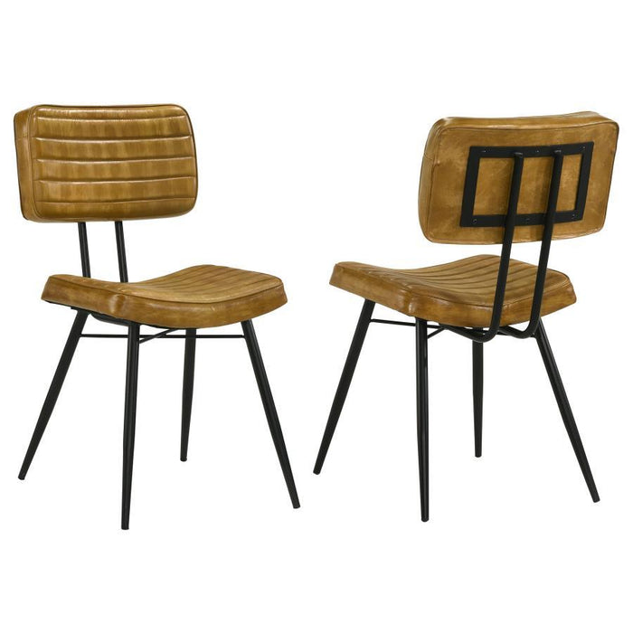 Misty - Leather Upholstered Dining Side Chair (Set of 2) - Camel - Simple Home Plus
