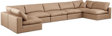 Comfy - 7 Piece Faux Leather Modular Armless Sectional - Tan - Simple Home Plus