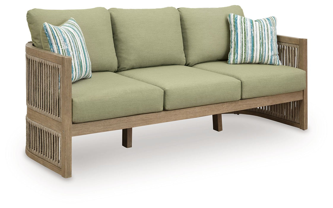 Serena Shores - Beige / Green - Sofa With Cushion - Simple Home Plus