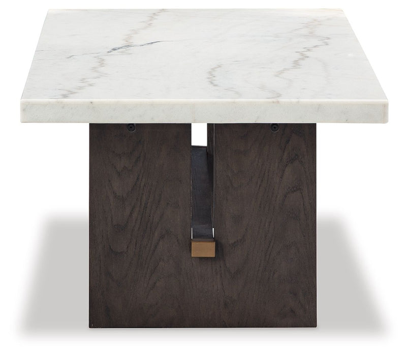 Burkhaus - White / Dark Brown - Rectangular Cocktail Table - Simple Home Plus