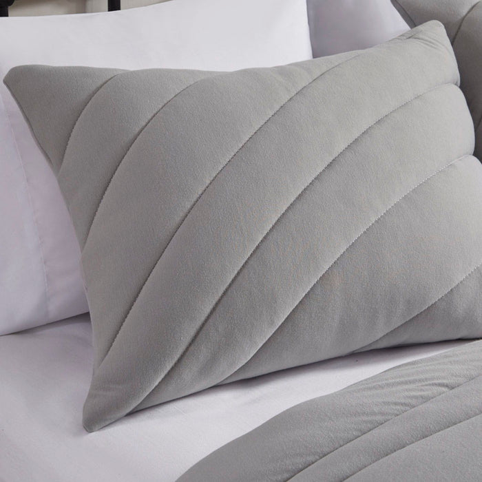 Juniper - Poly Jersey Puffy Queen Comforter Set - Gray - Simple Home Plus