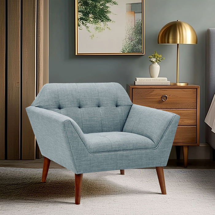 Newport - Wide Mid-Century Modern Lounge Chair (Set of 2) - Light Blue - Simple Home Plus