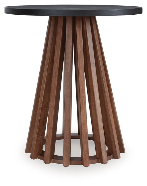 Kallari - Warm Brown / Black - Round End Table - Simple Home Plus
