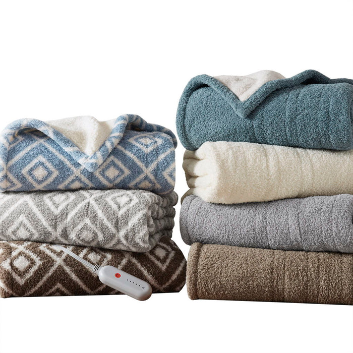 Amira - Dream Soft Heated Throw - Blue Geo - Simple Home Plus