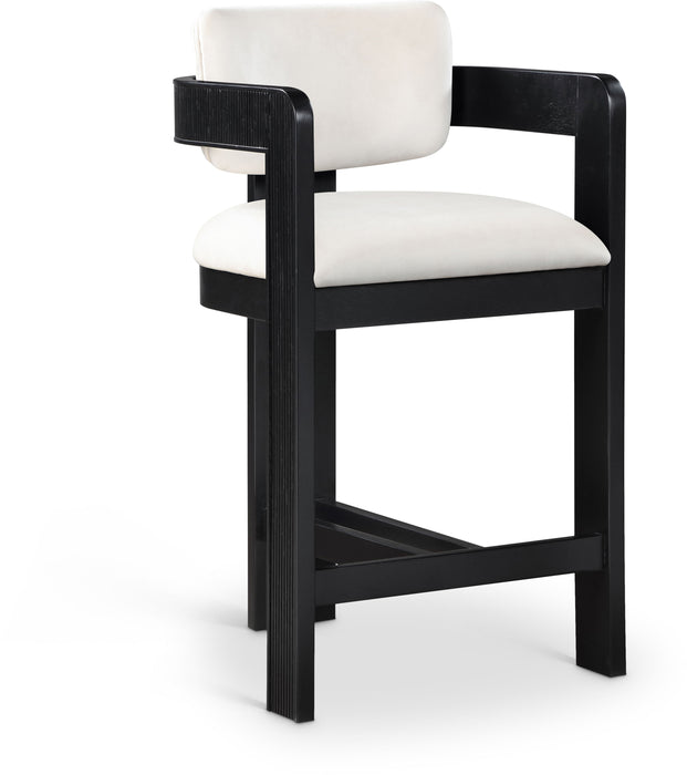 Sacha - Velvet Stool With Black Base - Simple Home Plus