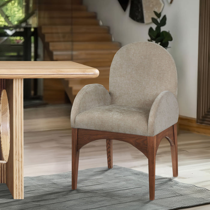 Waldorf - Chenille Dining Arm Chair With Brown Legs - Simple Home Plus