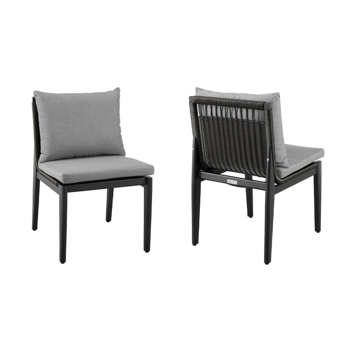 Cayman - Outdoor Patio Dining Chairs In Aluminum With Gray Cushions - (Set Of 2) - Simple Home Plus