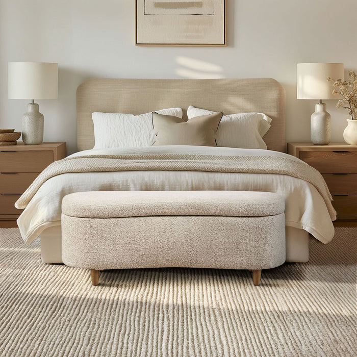 Bailey - Boucle Flip Top Storage Bench - Taupe - Simple Home Plus