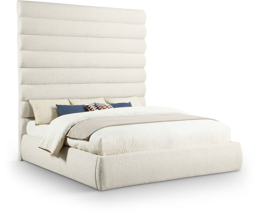 Adam - Boucle Fabric Bed With 89" Headboard - Simple Home Plus