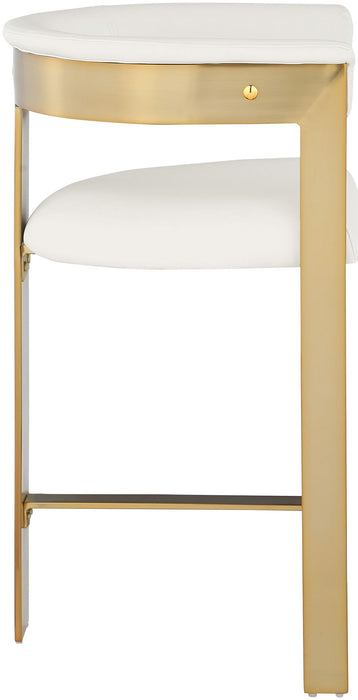 Romeo - Faux Leather Counter Stool With Gold Base (Set of 2) - Simple Home Plus