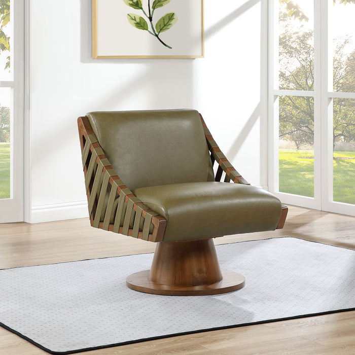 Millwin - Swivel Accent Chair With Brown Base - Simple Home Plus