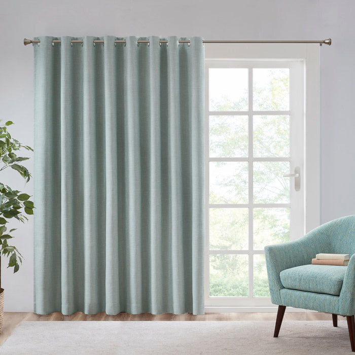 Maya - Printed Heathered Total Blackout Window Patio Panel - Aqua - Simple Home Plus
