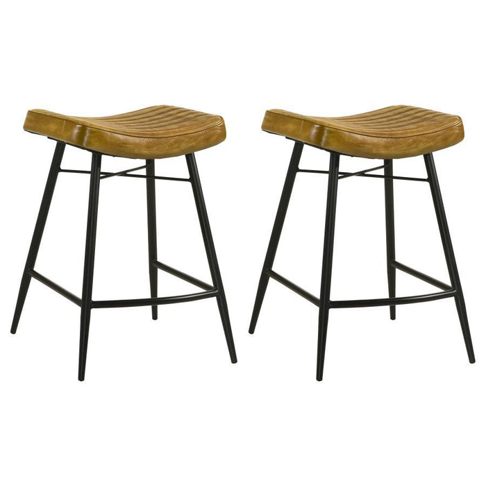 Bayu - Leather Upholstered Counter Stool (Set of 2) - Simple Home Plus