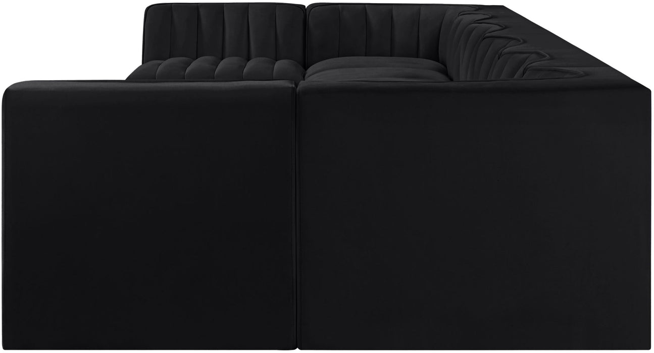 Rummi - Velvet Performance Fabric Upholstered 8 Piece Modular Sectional (With 2 Corner Chairs) - Simple Home Plus