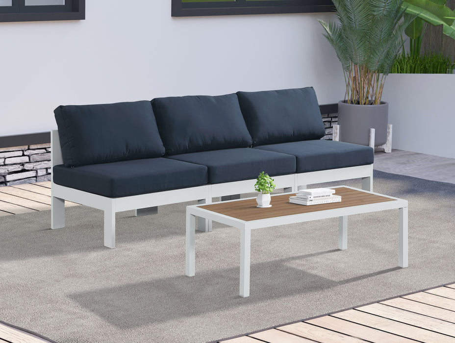 Nizuc - Outdoor Patio 3 Seat Armless Modular Sofa With White Frame - Simple Home Plus