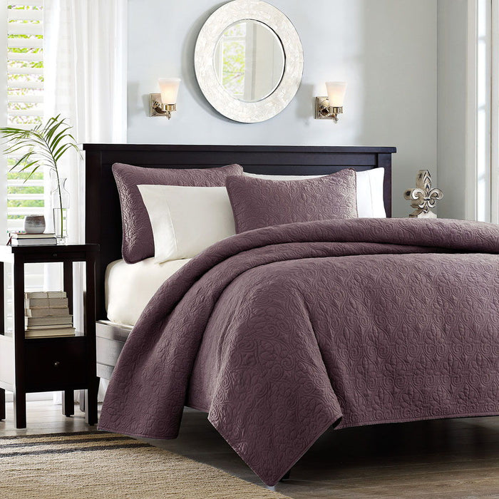 Quebec - King Reversible Coverlet Set - Purple - Simple Home Plus