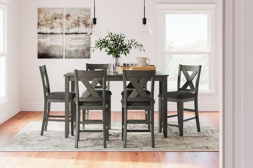 Caitbrook - Gray - Rect Drm Counter Table Set (Set of 7) - Simple Home Plus