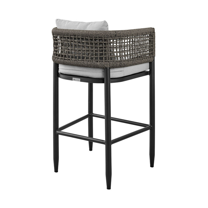 Alegria - Outdoor Patio 5-Piece Bar Table Set In Aluminum With Gray Rope And Cushions - Simple Home Plus