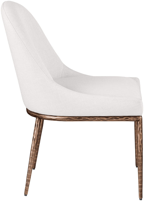 Ferro - Linen Textured Performance Fabric Upholstered Dining Side Chair - Cream / Brushed Bronze - Simple Home Plus