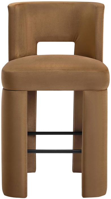 Zuno - Velvet Performance Fabric Upholstered Bar Stool (Set of 2) - Saddle - Simple Home Plus