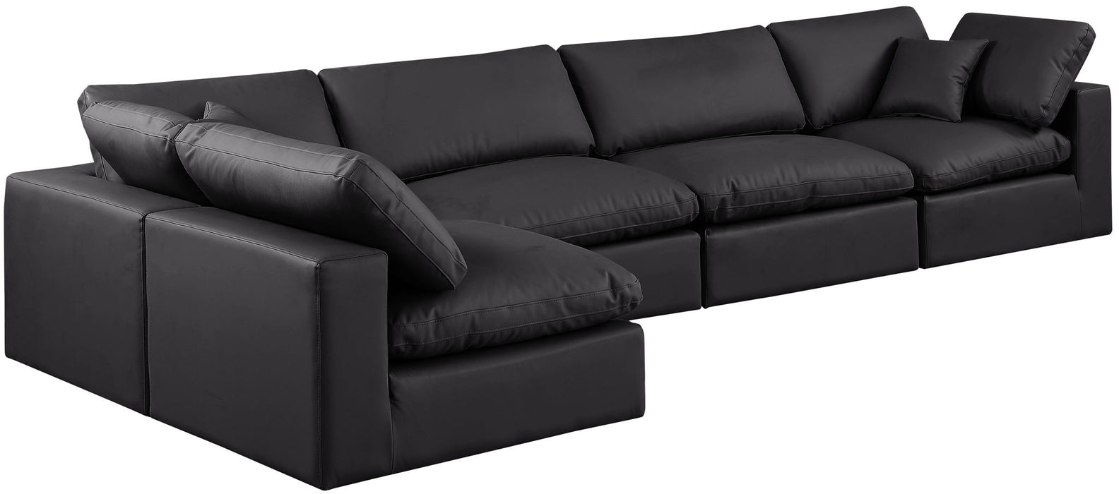Comfy - 5 Piece Faux Leather Modular Sectional - Simple Home Plus