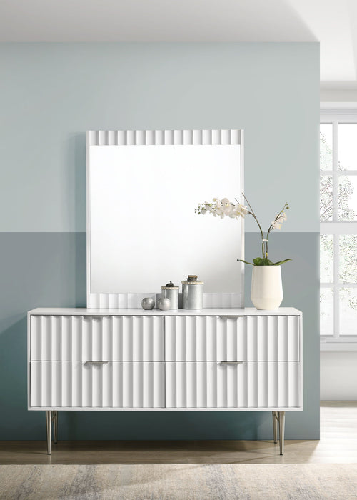 Modernist - Mirror With Stainless Steel Base - White - Simple Home Plus