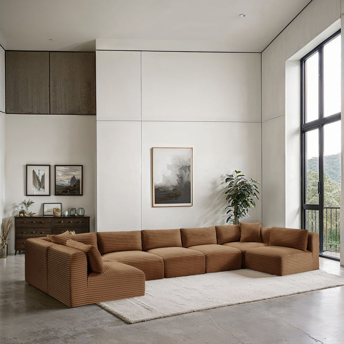 Shaggy - Fabric 7 Piece Modular U-Shaped Armless Sectional - Simple Home Plus