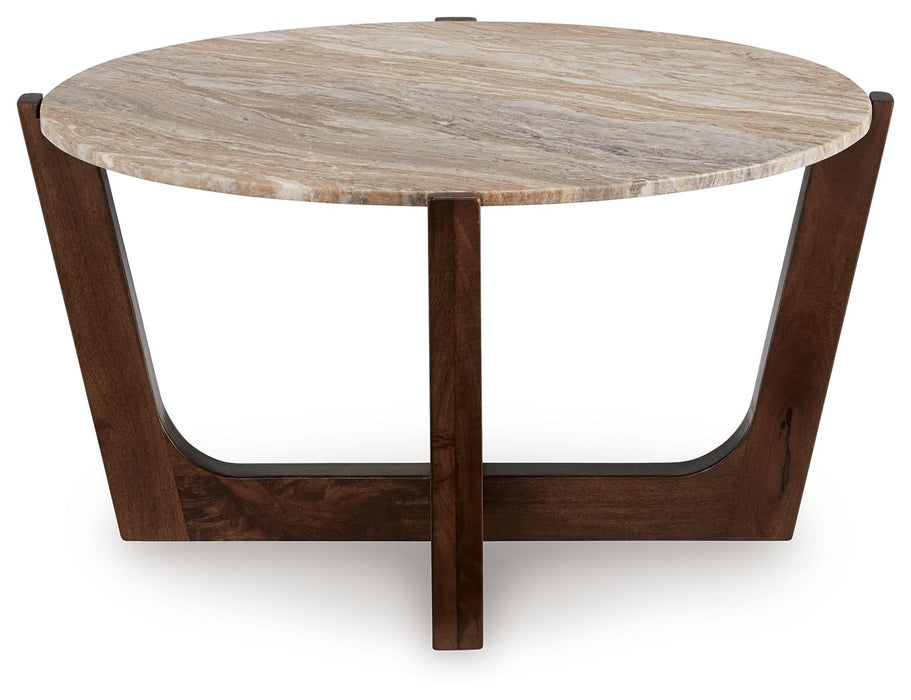 Tanidore - Warm Brown - Round Cocktail Table - Simple Home Plus