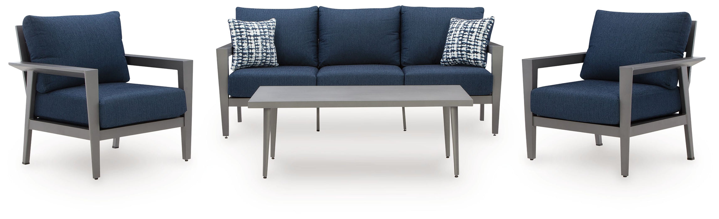 Gali - Gray / Blue - Sofa / Chairs / Table Set (Set of 4) - Simple Home Plus