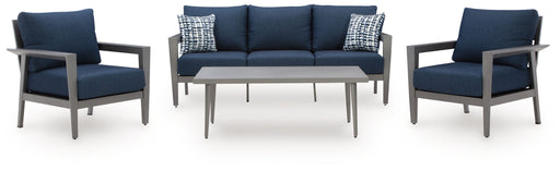 Gali - Gray / Blue - Sofa / Chairs / Table Set (Set of 4) - Simple Home Plus