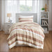 Blais - Twin Stripe Textured Print Comforter Set - Terracotta - Simple Home Plus