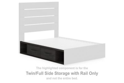 Hollivern - Twin/Full Side Storage with Rail - Dark Gray - Simple Home Plus