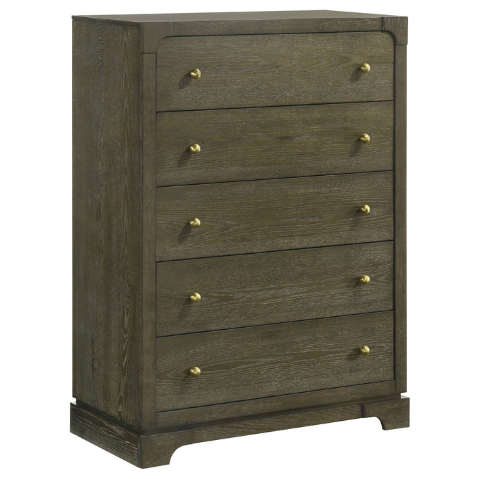 Gran Park - 5-Drawer Bedroom Chest Of Drawers - Dark Cocoa - Simple Home Plus